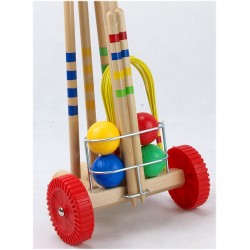 Krokiet gra - krykiet dziecięcy 4 os. z drewnianym wózkiem LONDERO